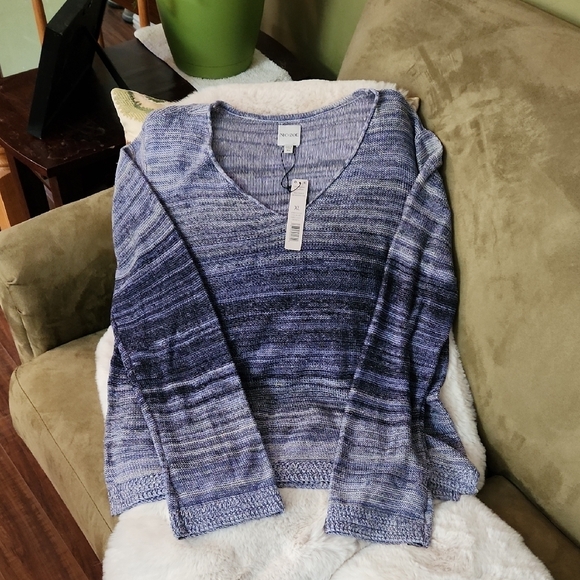 NIC+ZOE Sweaters - NWT NIC+ZOE Women's V-Neck Sweater in Blue Gradient-Size XL